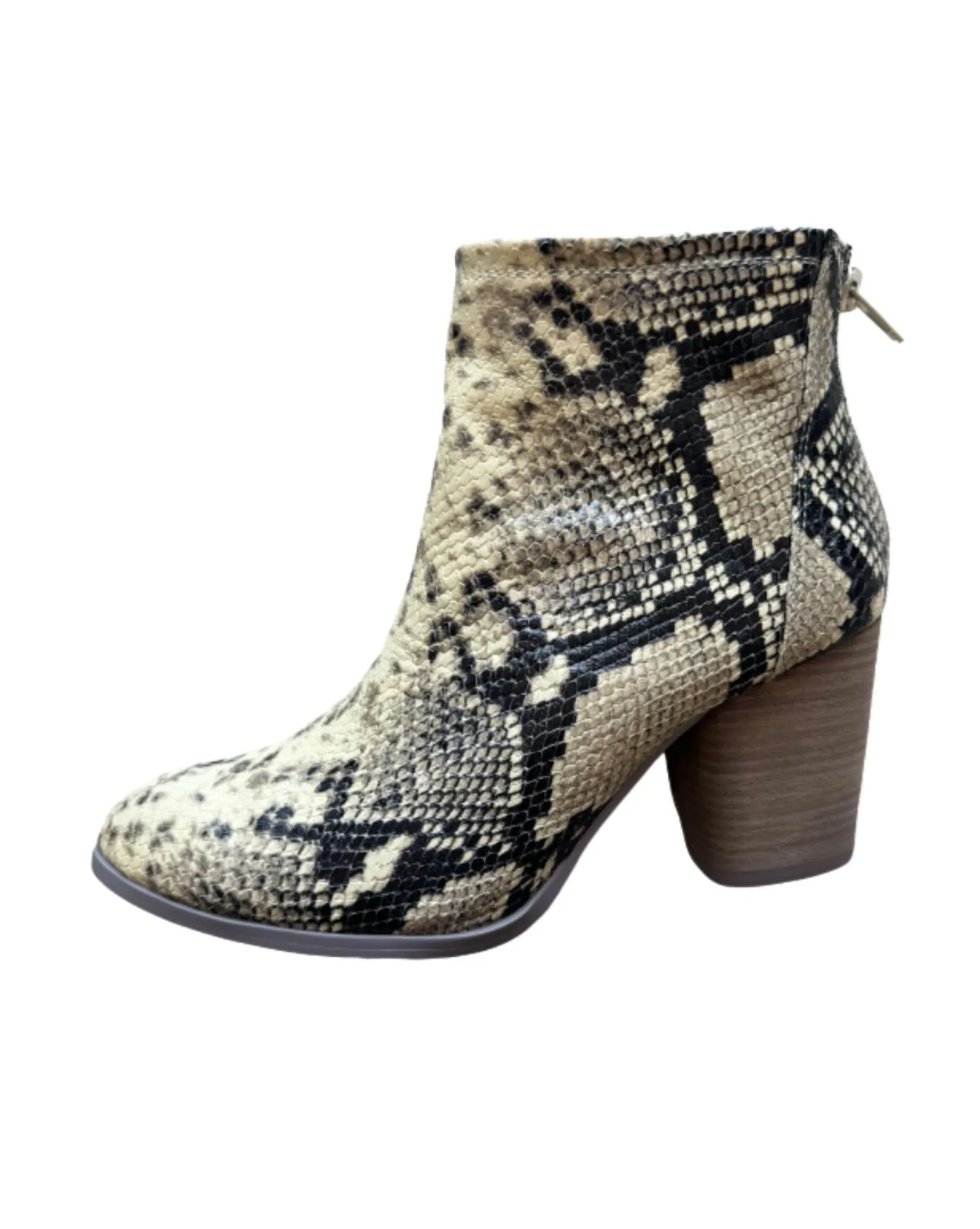Women's Avery Heeled Bootie In Neutral Embossed Snakeprint