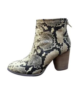 Women's Avery Heeled Bootie In Neutral Embossed Snakeprint