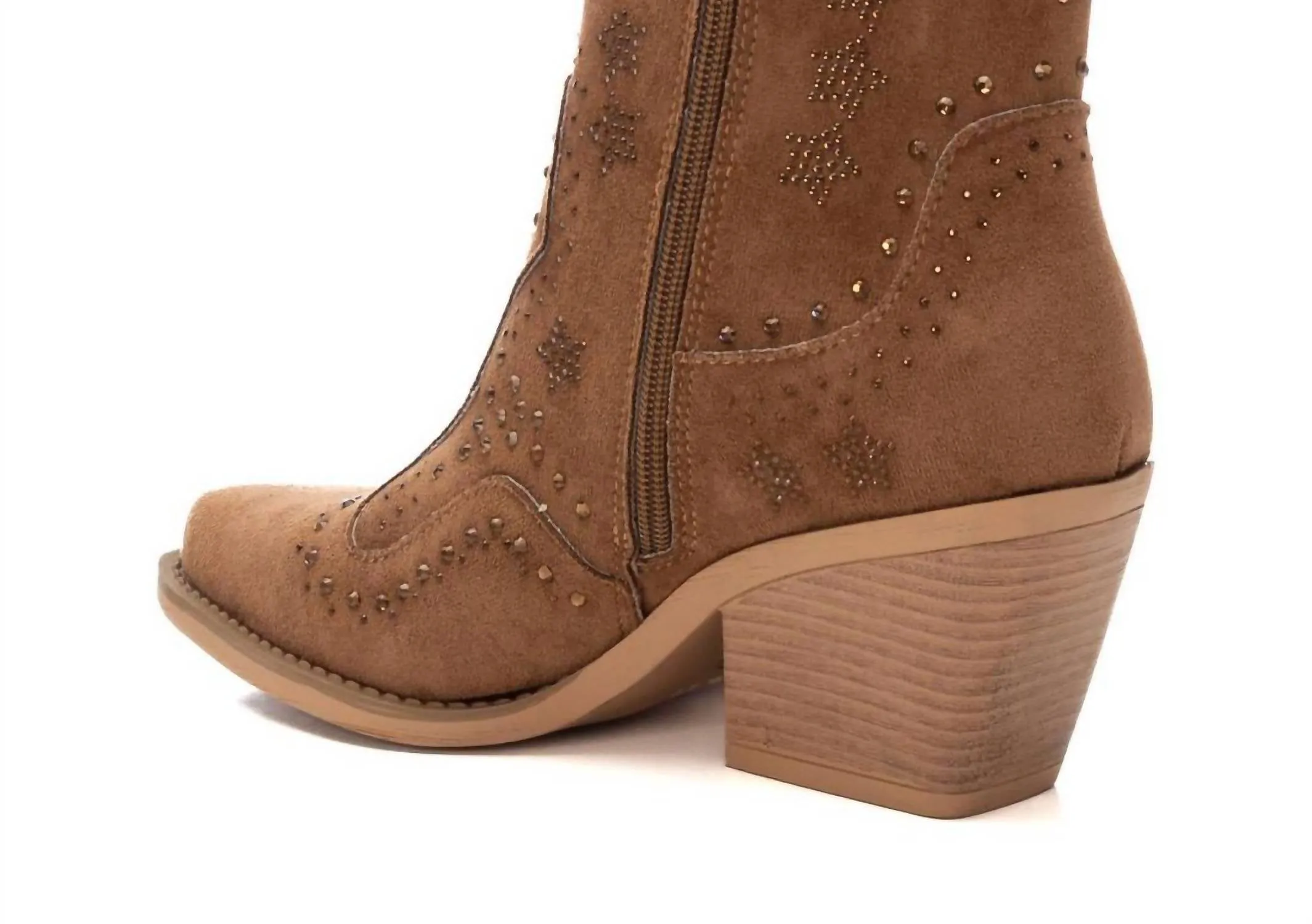 Women's Booties With Rhinestones In Taupe