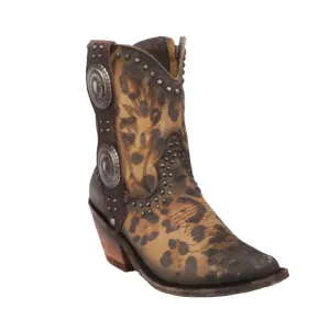 Women's Buckled In Leopard Leather Bootie In Brown Multi