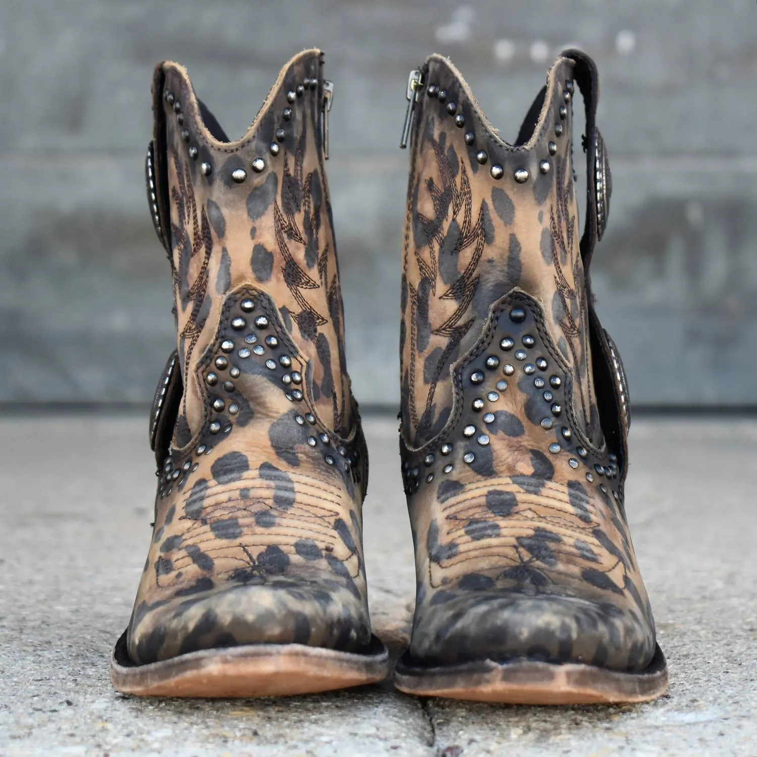 Women's Buckled In Leopard Leather Bootie In Brown Multi