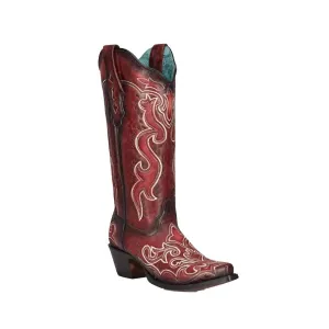 Women's Burnished Embroidered Snip Toe Boot
