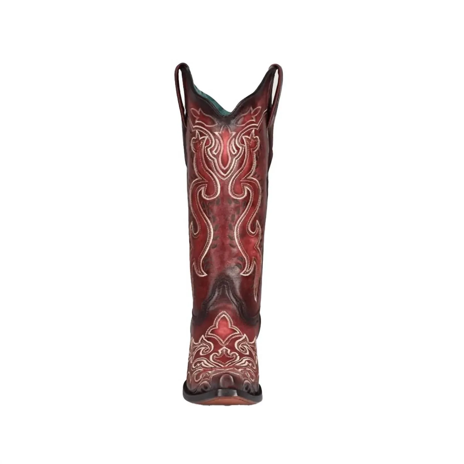 Women's Burnished Embroidered Snip Toe Boot
