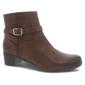 Women's Cagney Heeled Bootie - Medium Width In Brown Burnished Suede