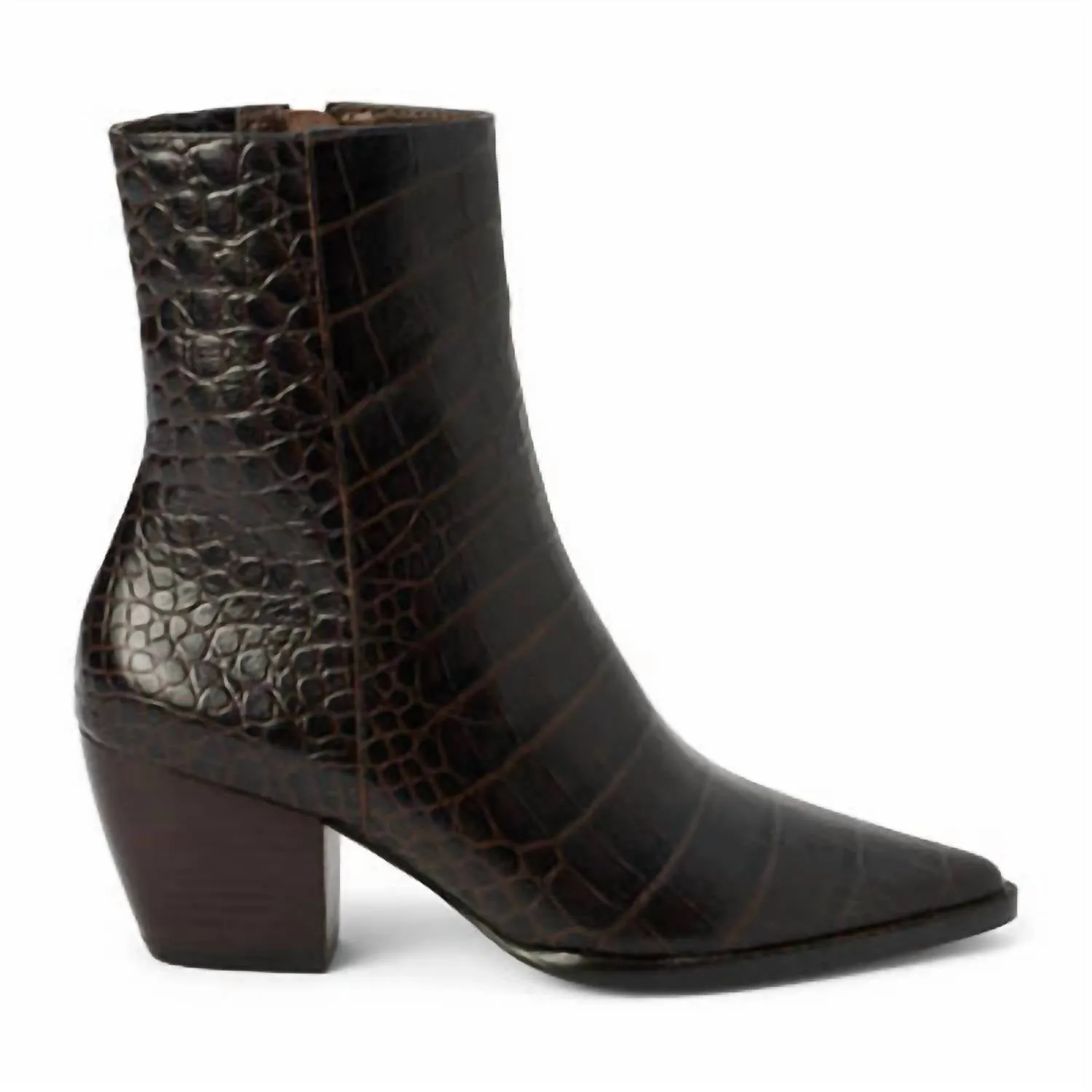Women's Caty Boot In Espresso Brown Croc