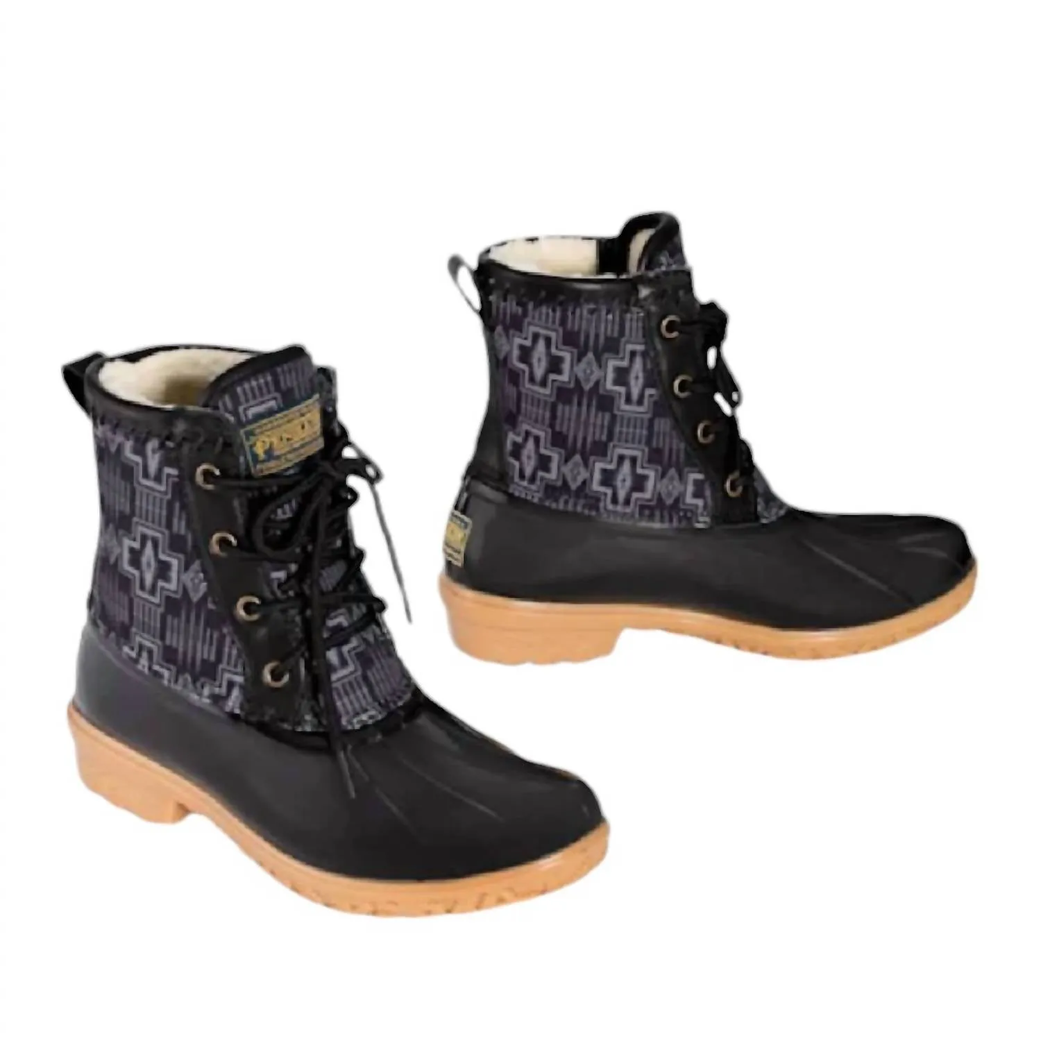 WomenS Classic Harding Print Duck Winter Boots In Black