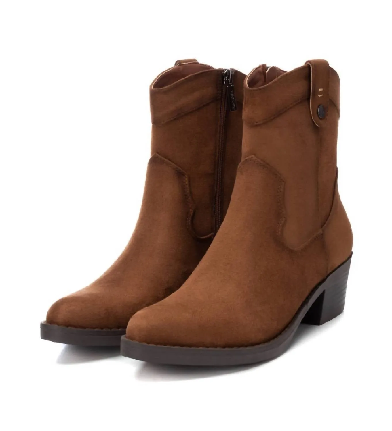Women's Cowboy Ankle Booties In Camel