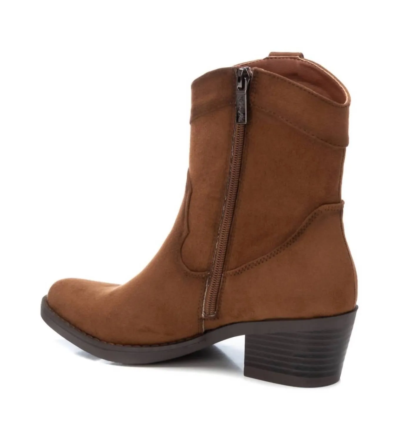 Women's Cowboy Ankle Booties In Camel