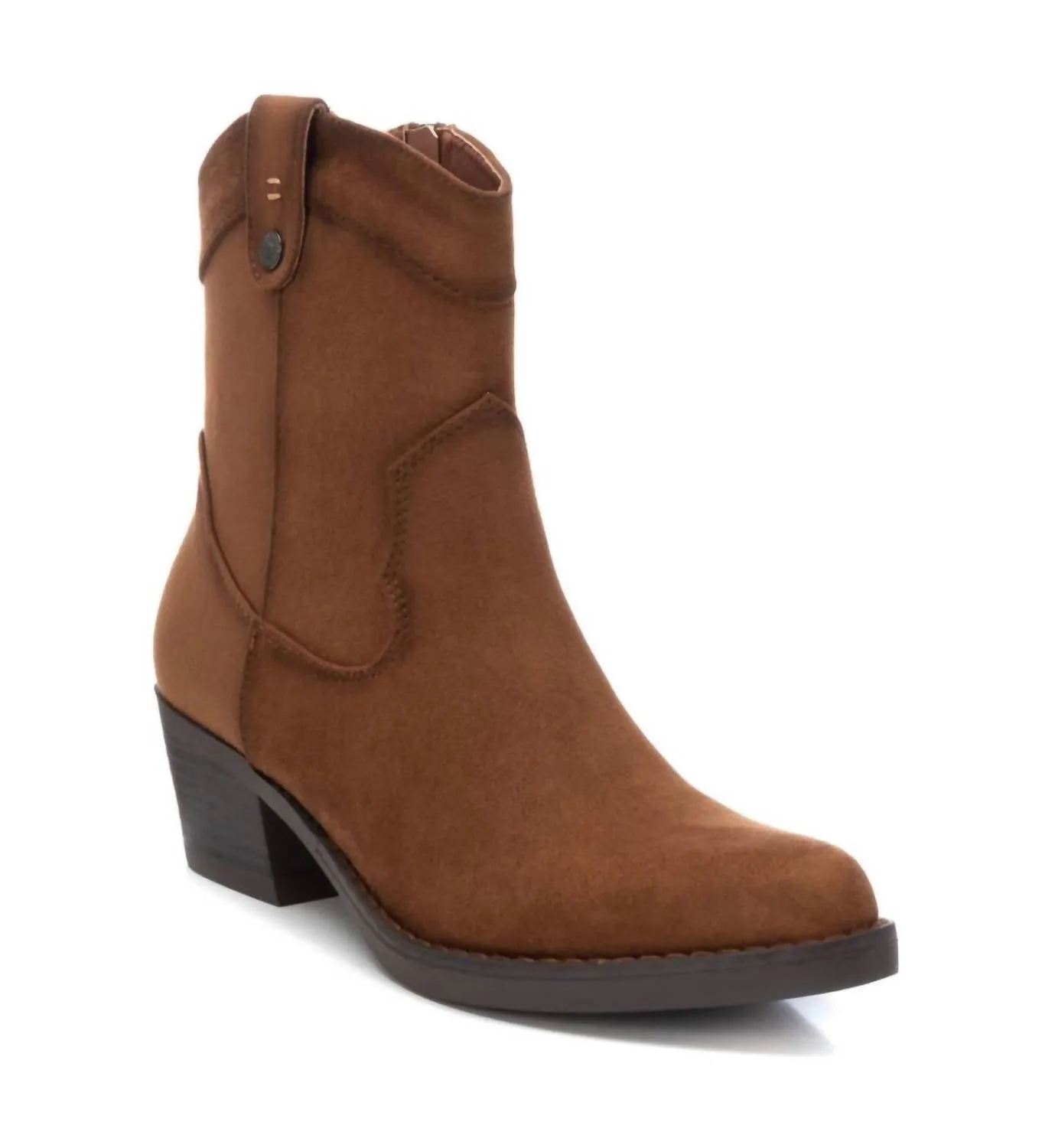 Women's Cowboy Ankle Booties In Camel