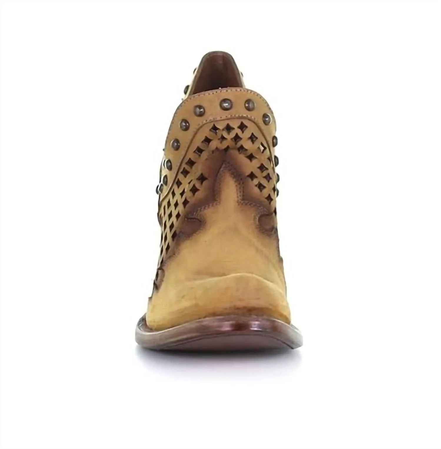 Women's Cut Out And Studs Ankle Booties In Yellow