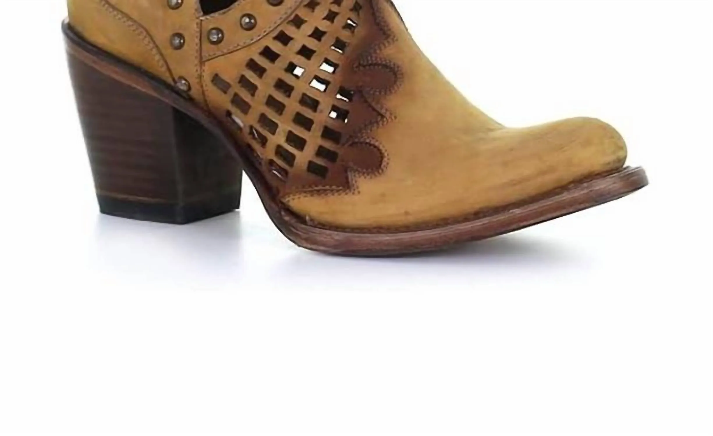Women's Cut Out And Studs Ankle Booties In Yellow