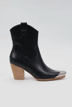 Women's Dakota Metallic Tip Toe Cowboy Boots In Black