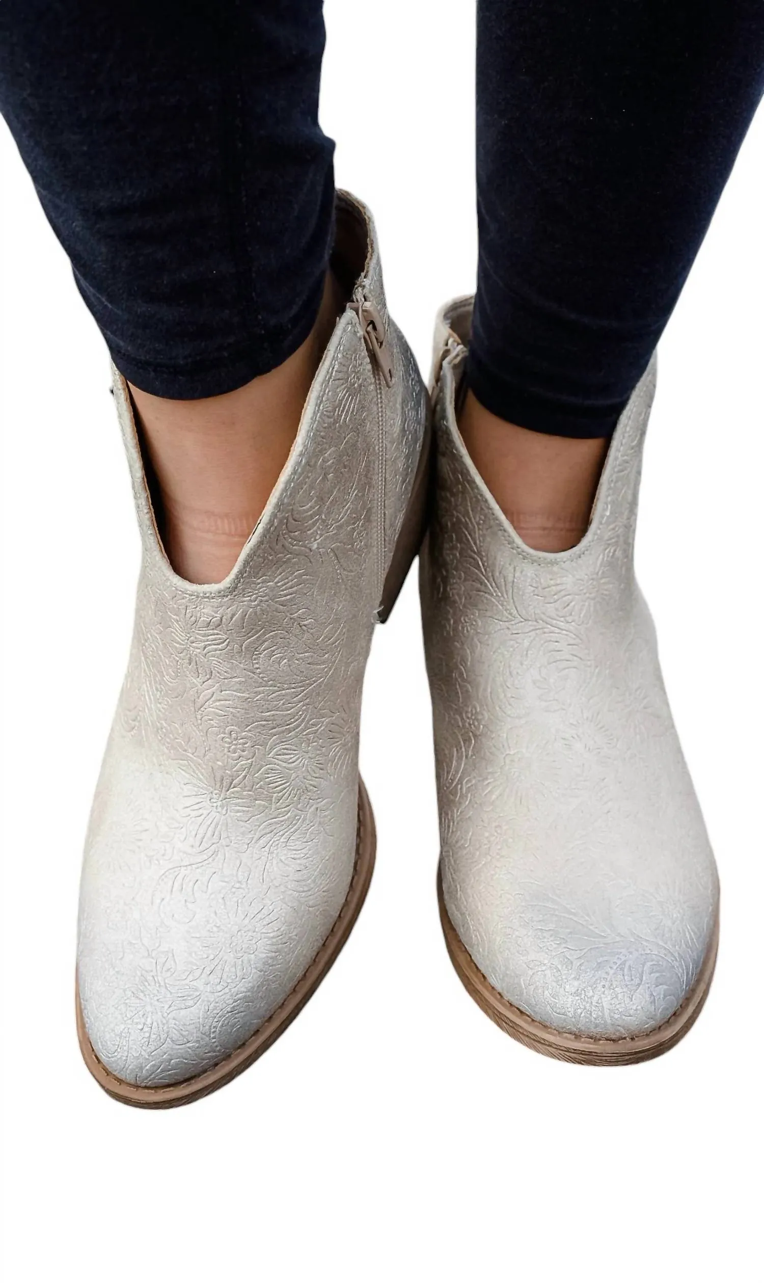 Women's Divine Tooled Booties In Nude