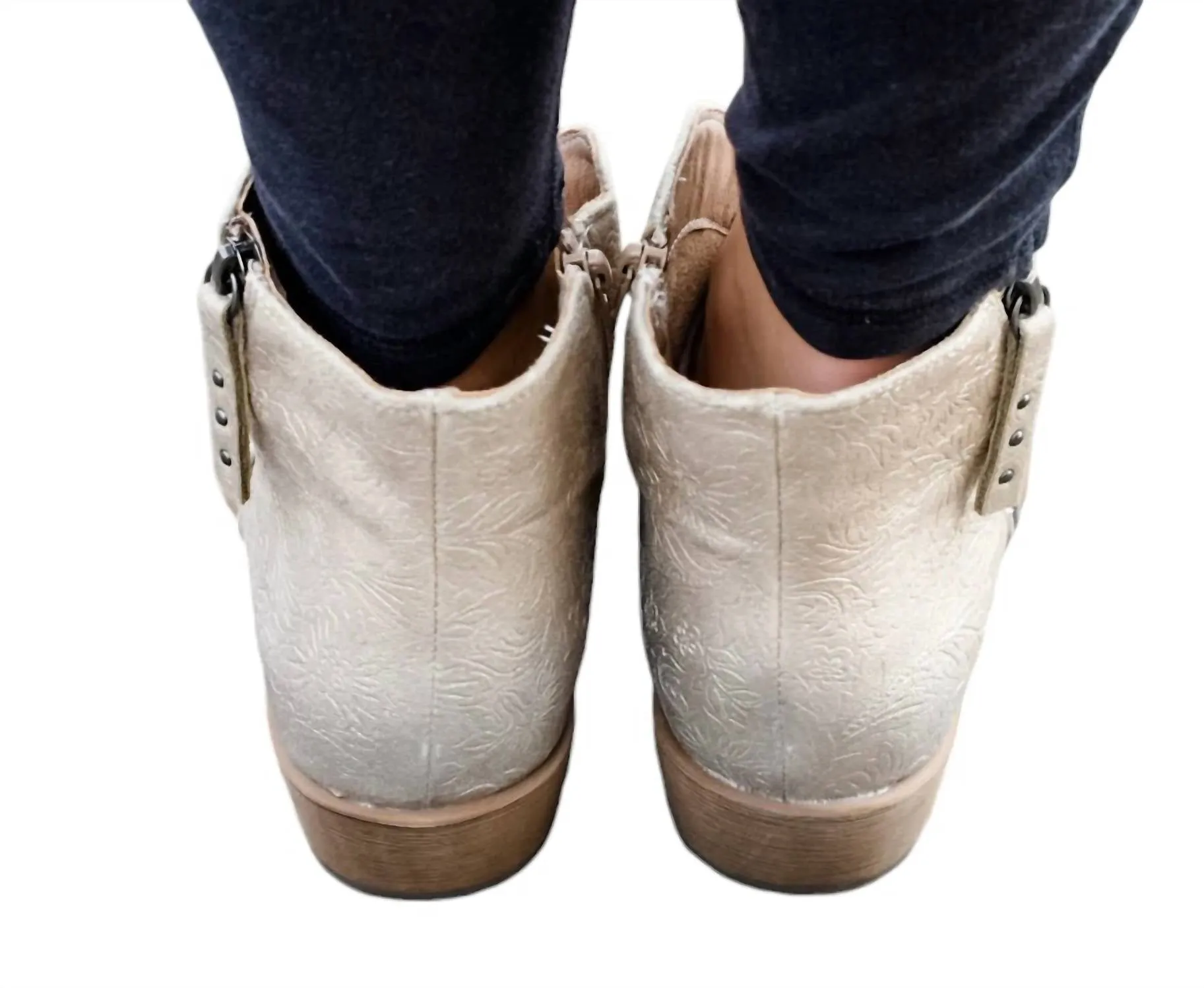 Women's Divine Tooled Booties In Nude