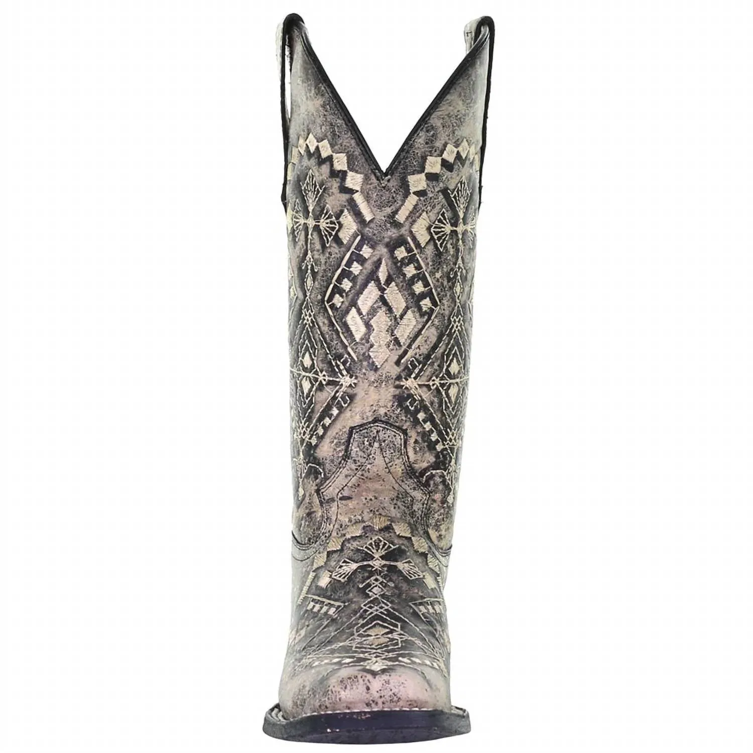 Women's Embroidered Square Toe Boots In Sand