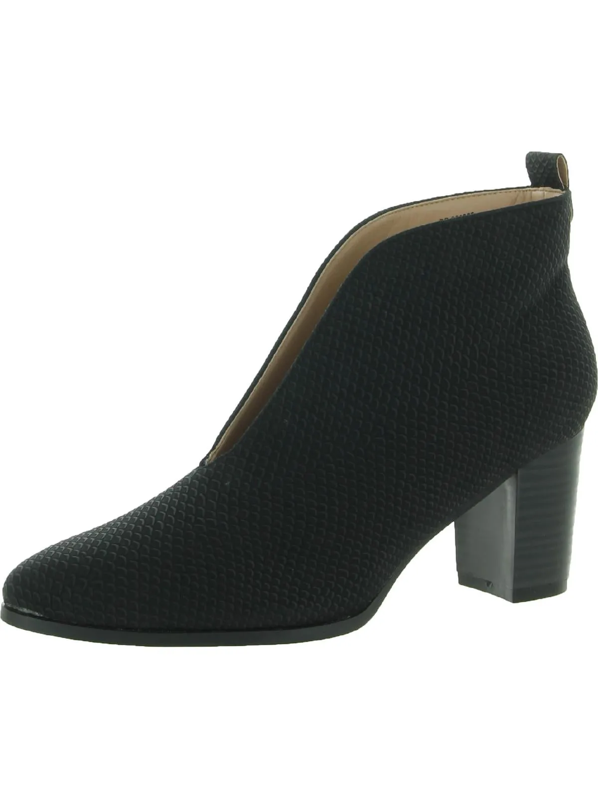 Womens Faux Leather Embossed Ankle Boots