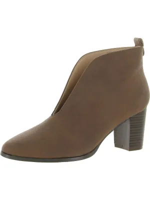 Womens Faux Leather Embossed Ankle Boots