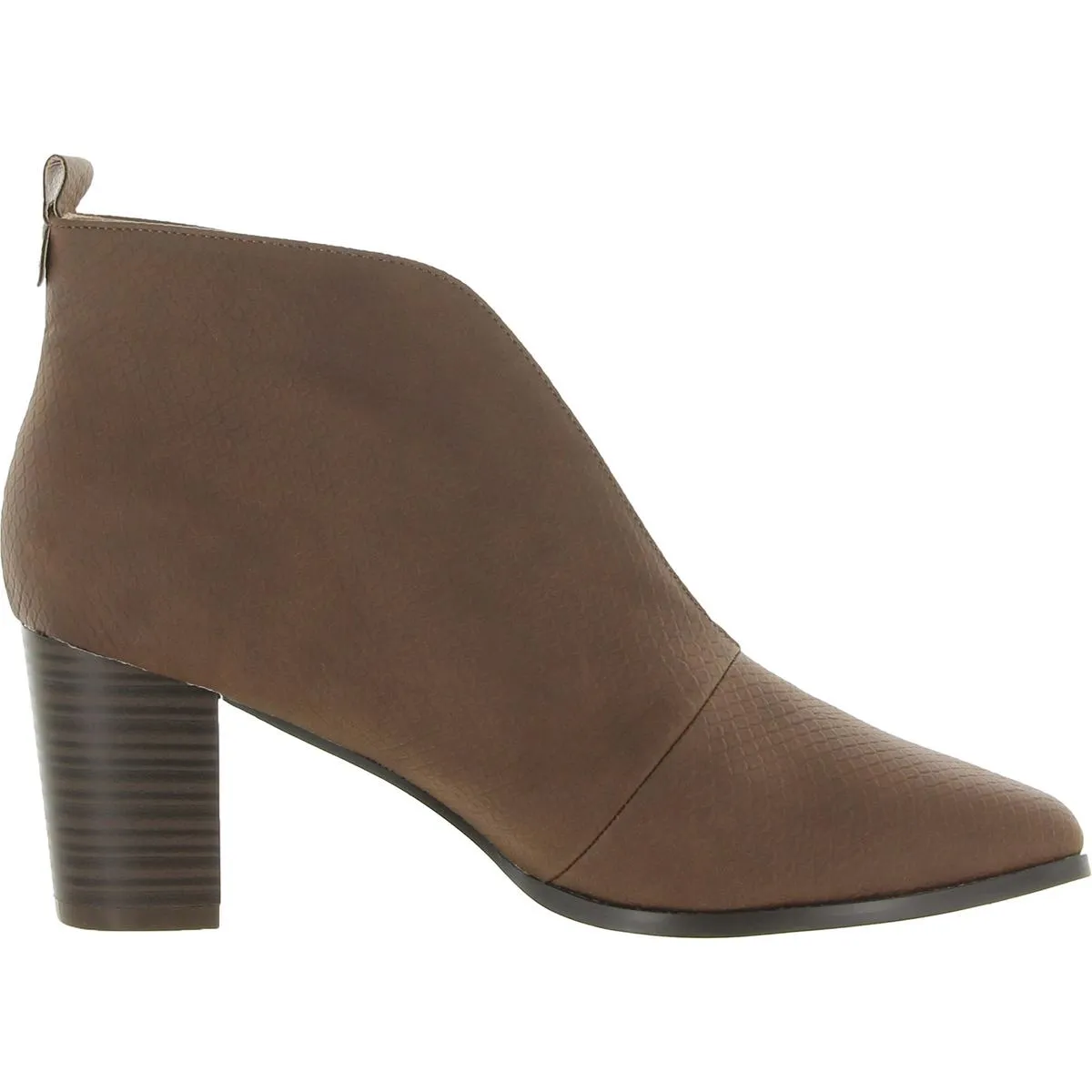 Womens Faux Leather Embossed Ankle Boots