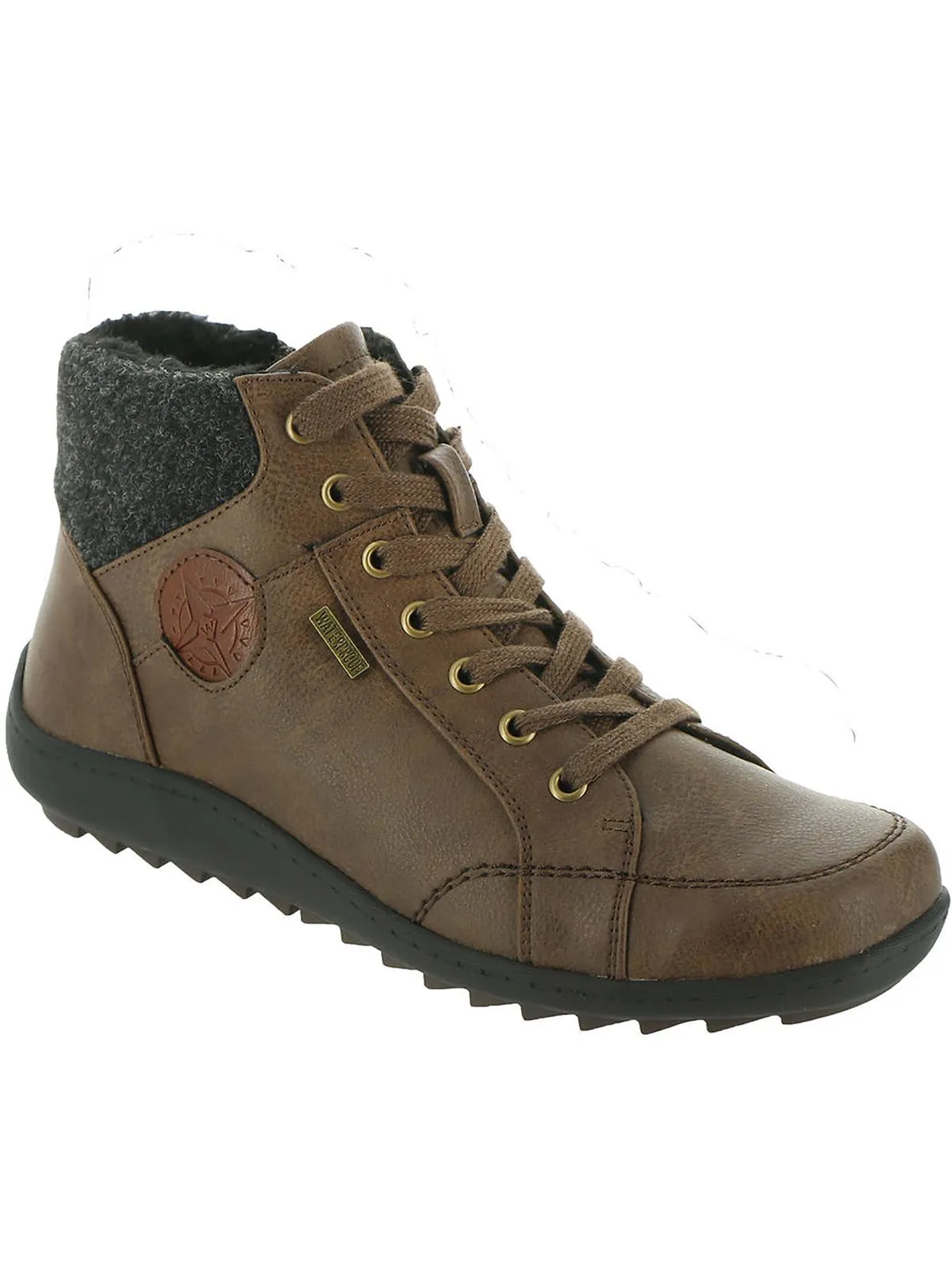 Womens Faux Leather Faux Fur Trim Ankle Boots