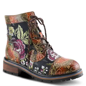 Women's Floral Leather Boots In Multicolor