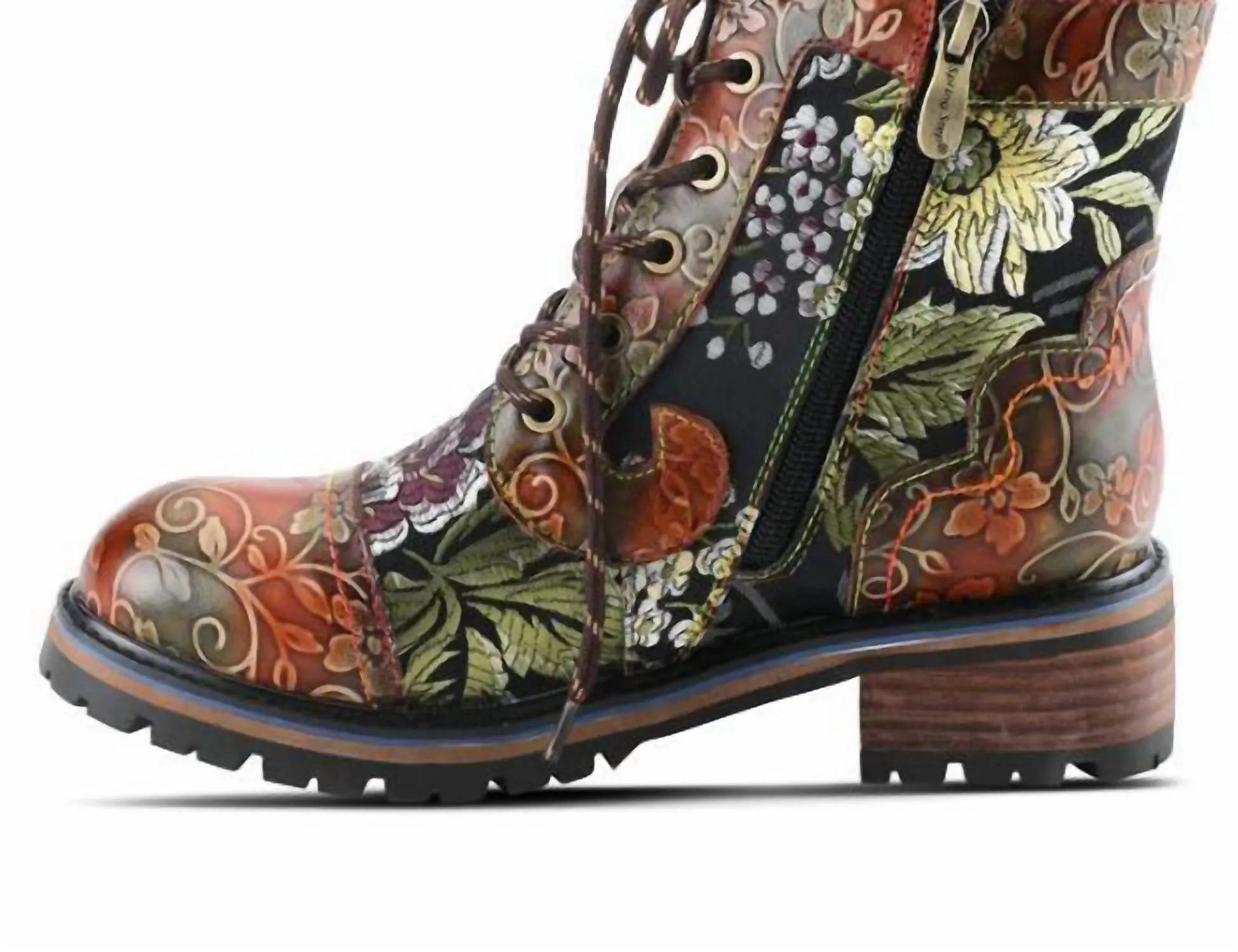 Women's Floral Leather Boots In Multicolor