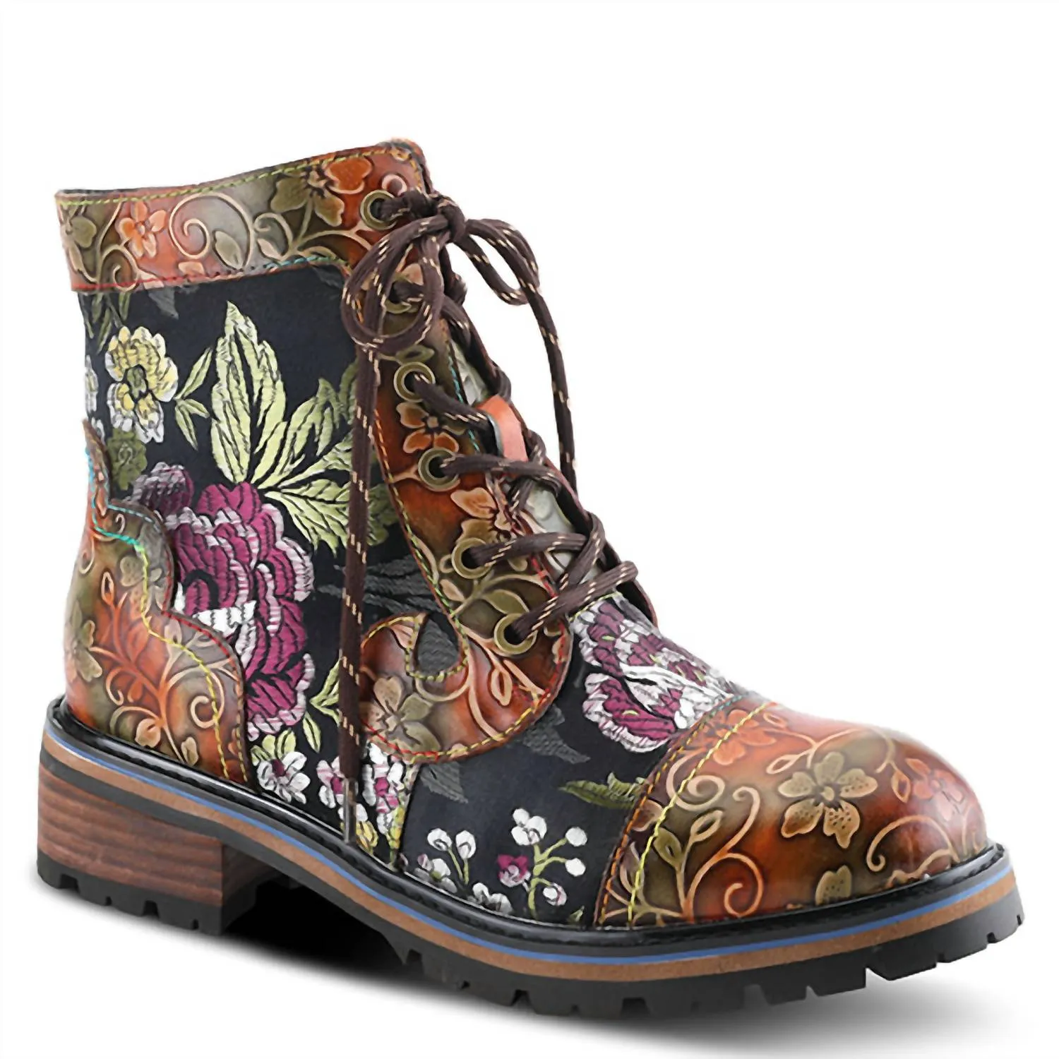 Women's Floral Leather Boots In Multicolor