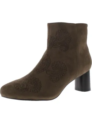Womens Floral Print Ankle Booties