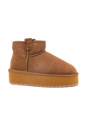 Women's Foy Flatform Micro Boots In Chestnut