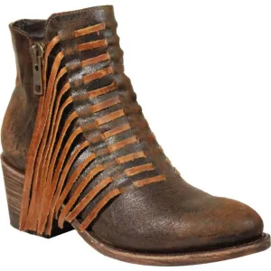 Women's Fringe J Toe Ankle Boot In Brown