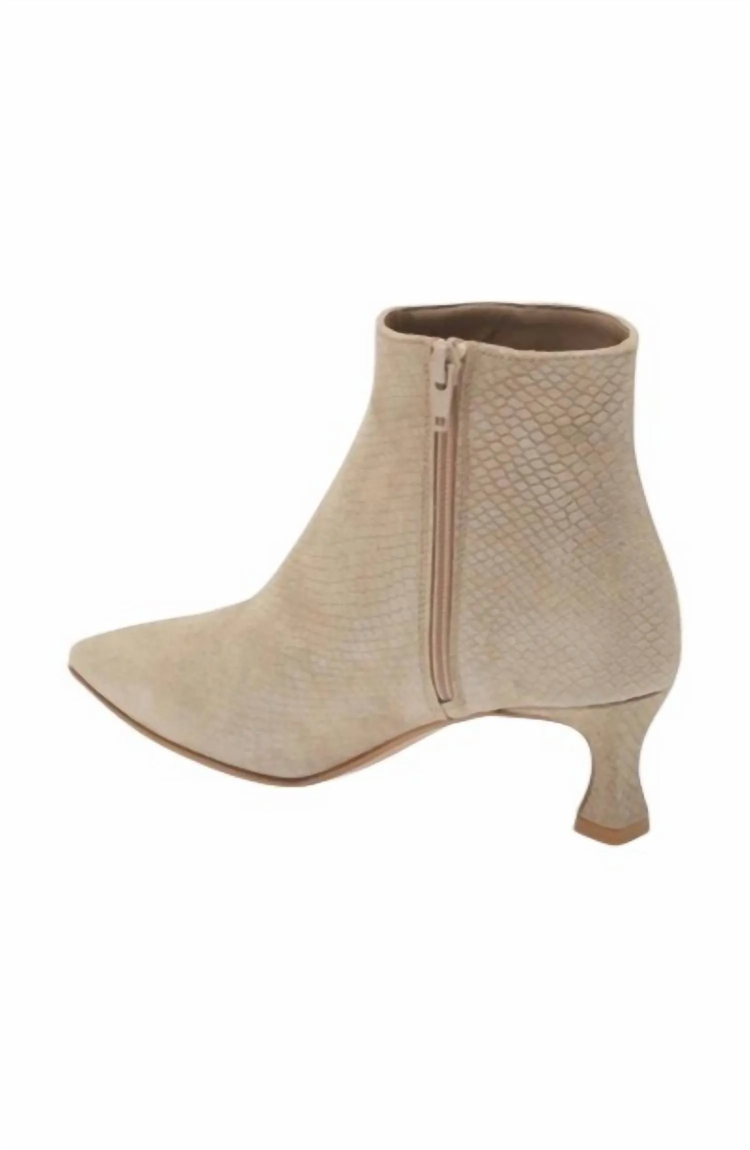 Women's Garvie Pointed Toe Leather Bootie In Beige