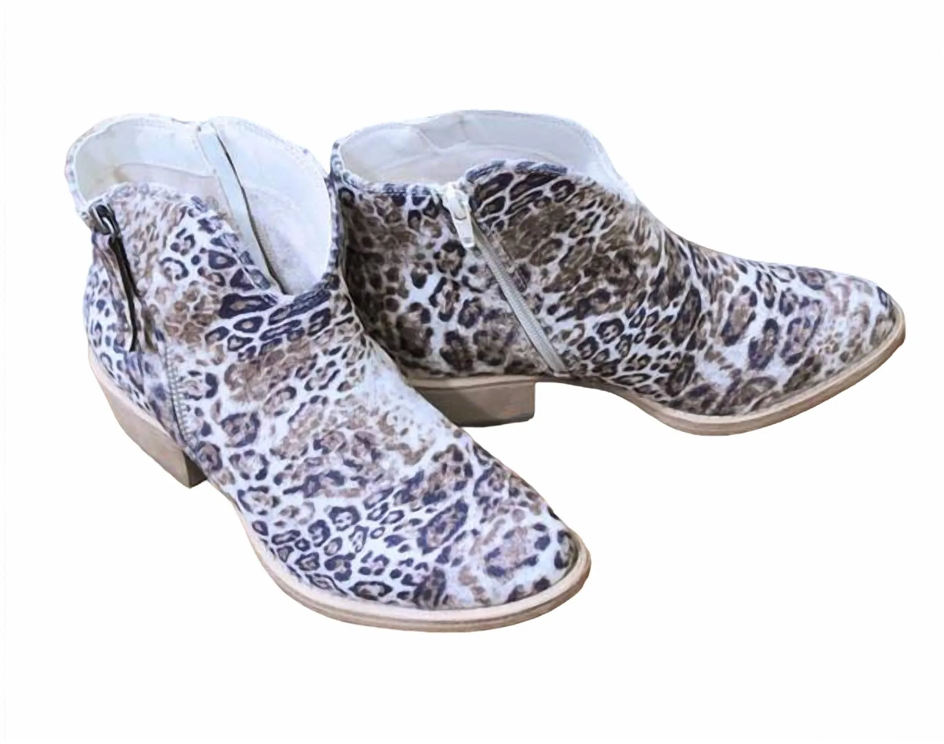 Women's Gypsy Jazz Divine Ankle Boots In White And Black Faded Leopard