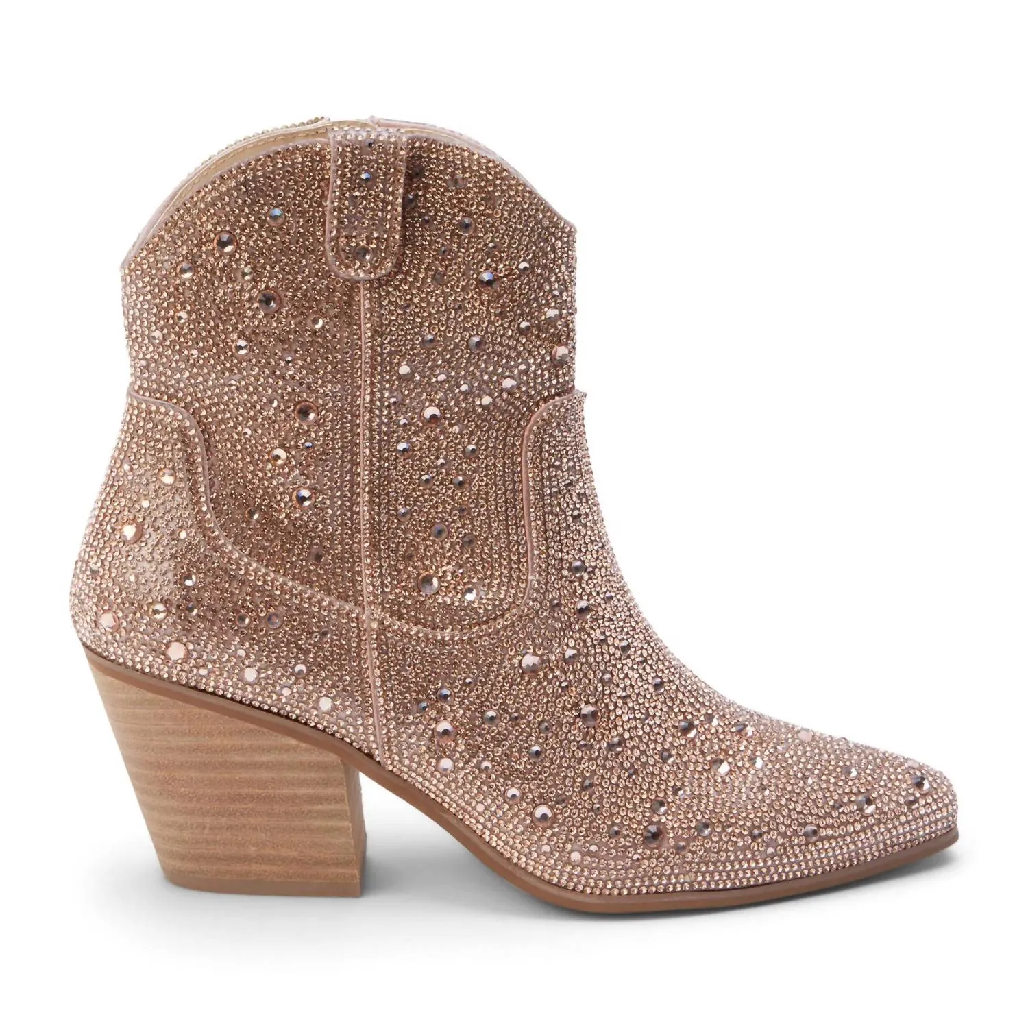 Women's Harlow Rhinestone Western Ankle Boots In Rose Gold