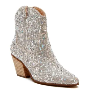 Women's Harlow Rhinestone Western Ankle Boots In Silver