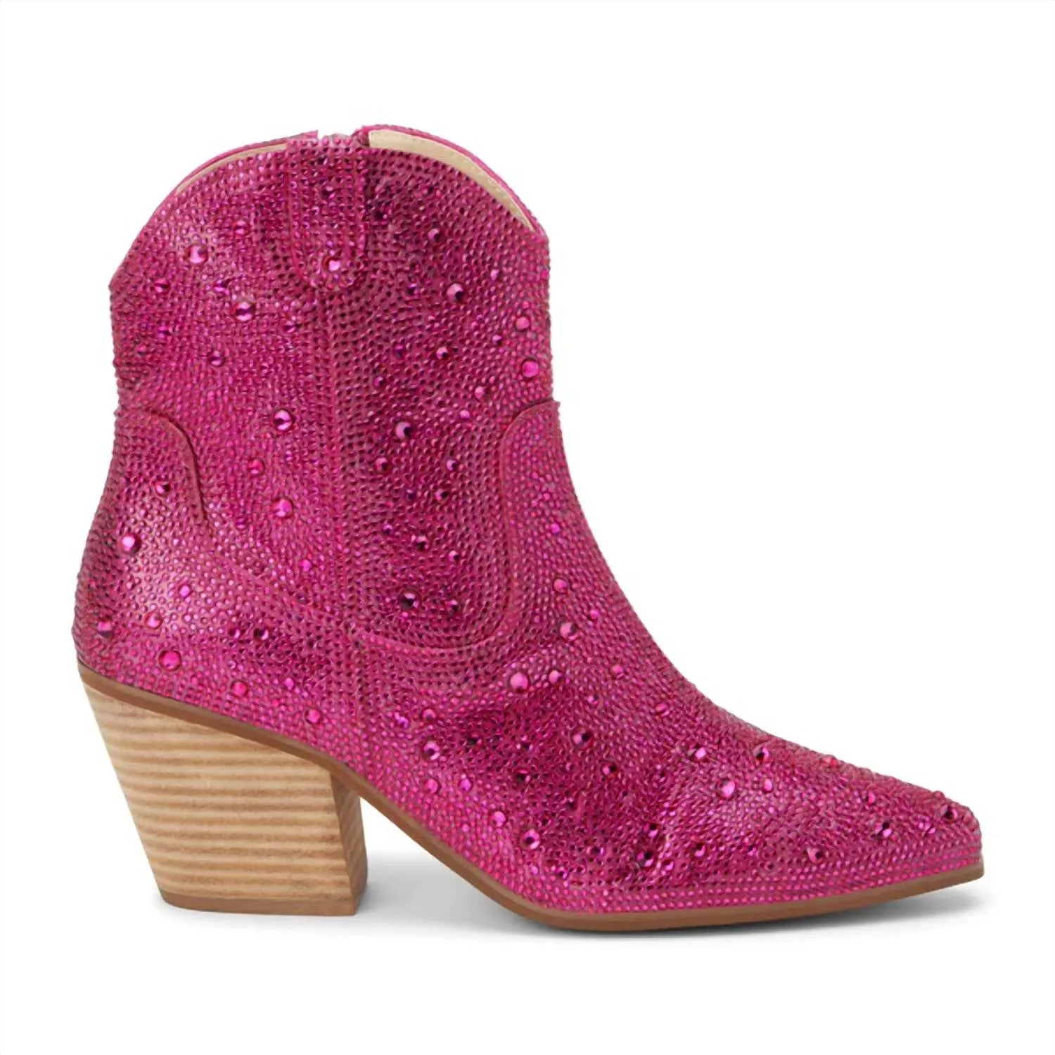 Women's Harlow Western Ankle Boots In Hot Pink Rhinestone