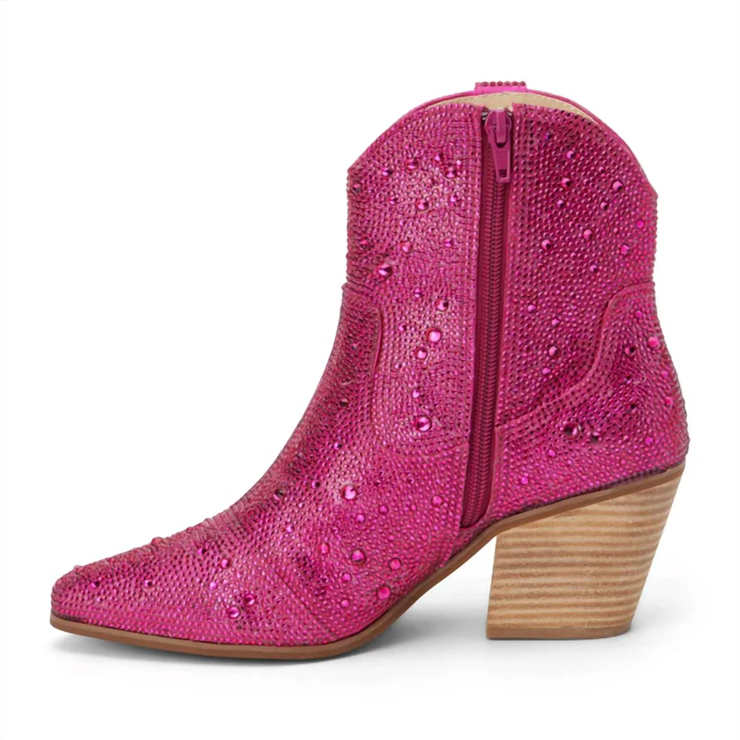 Women's Harlow Western Ankle Boots In Hot Pink Rhinestone