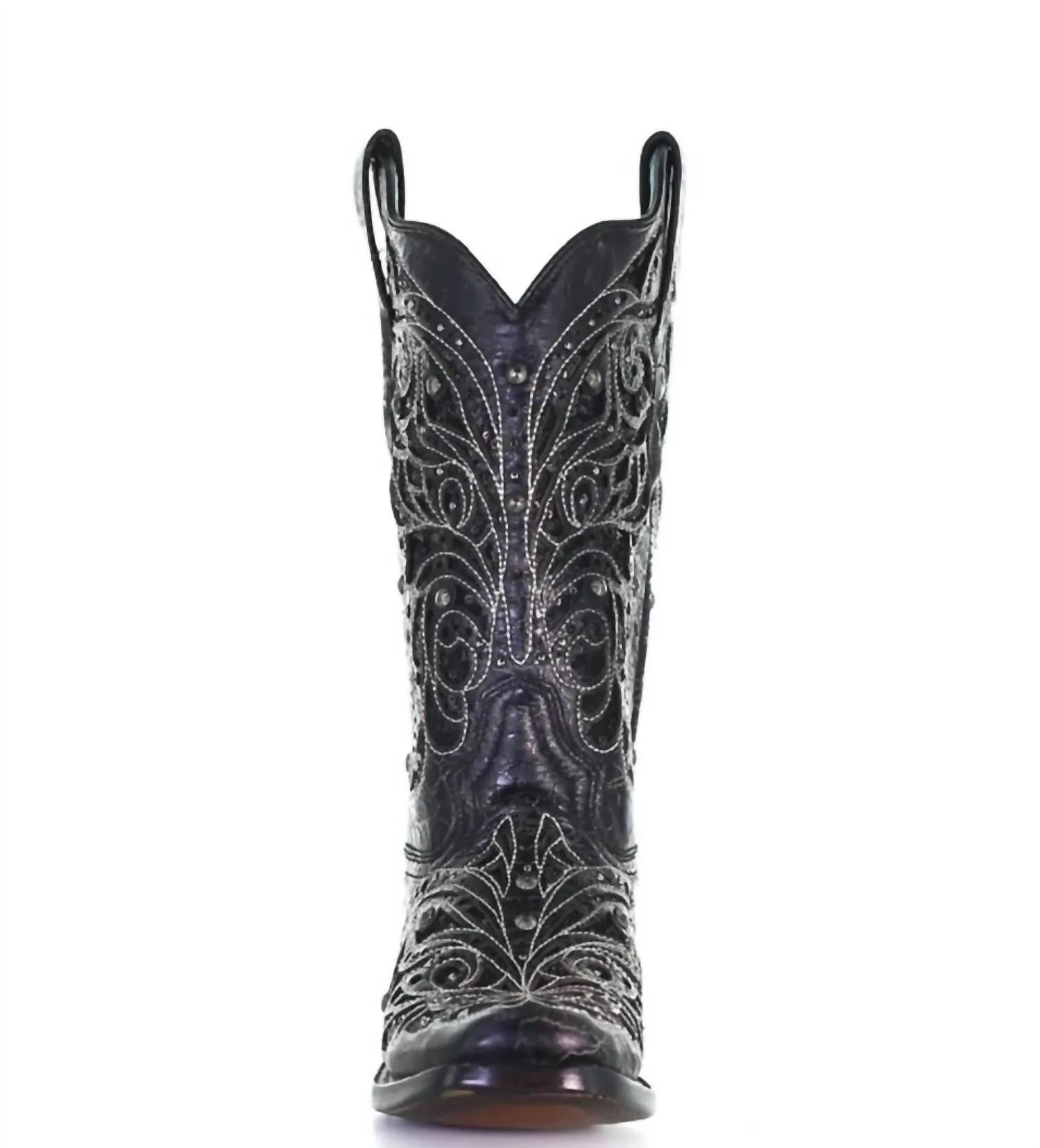 Women's Inlay Square Toe Boots In Black/bone