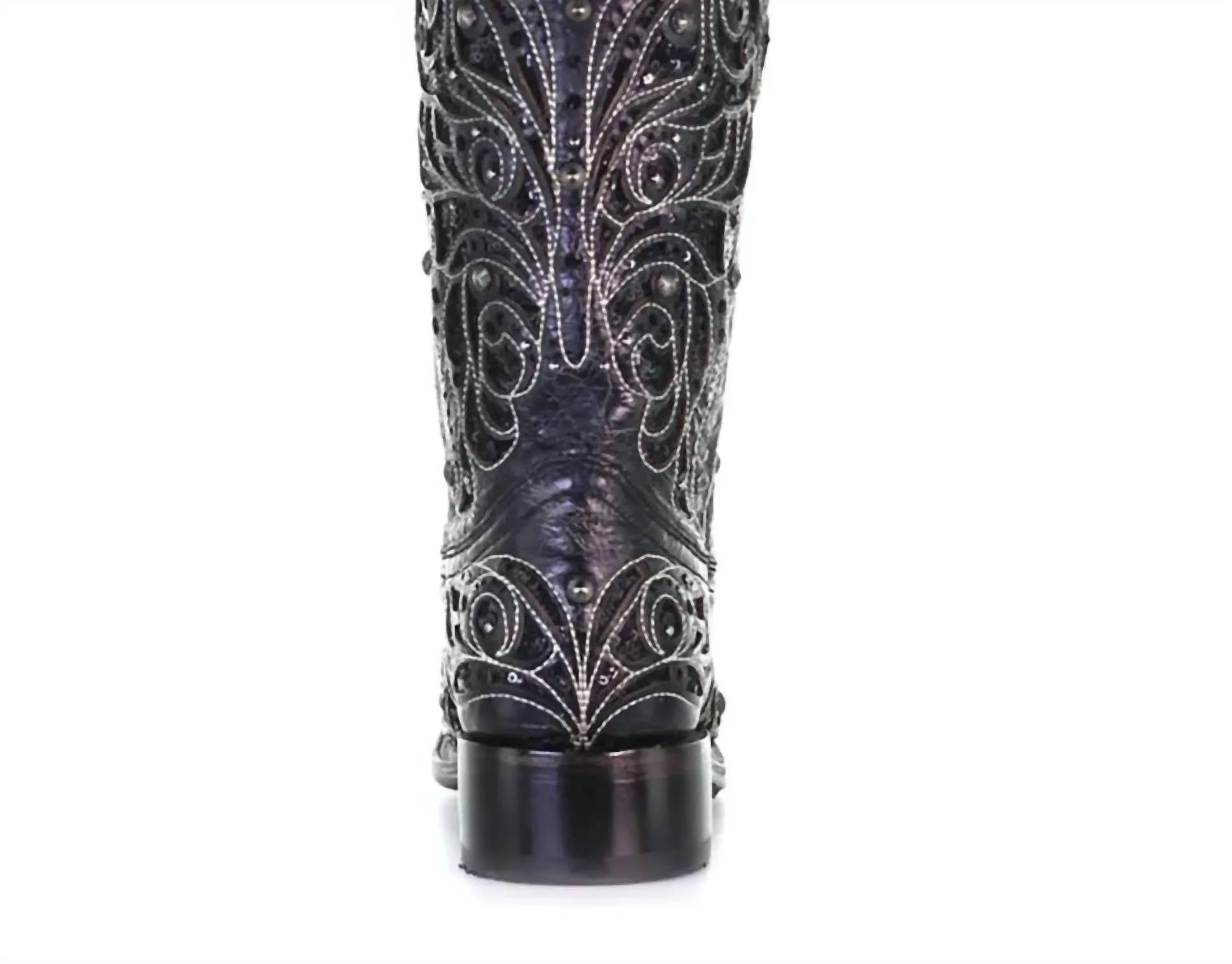 Women's Inlay Square Toe Boots In Black/bone