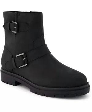 Women's Ionie Moto Buckle Lug Sole Boots In Black