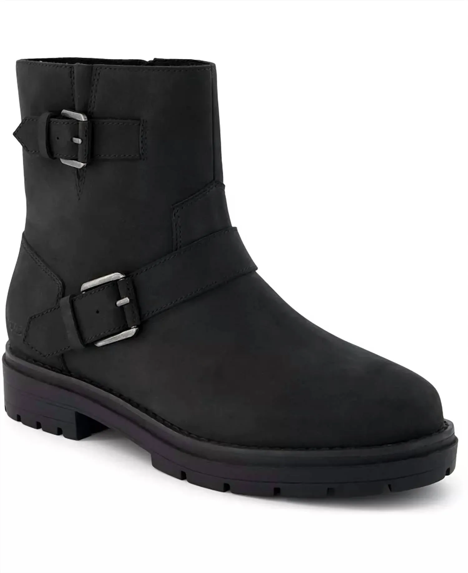 Women's Ionie Moto Buckle Lug Sole Boots In Black