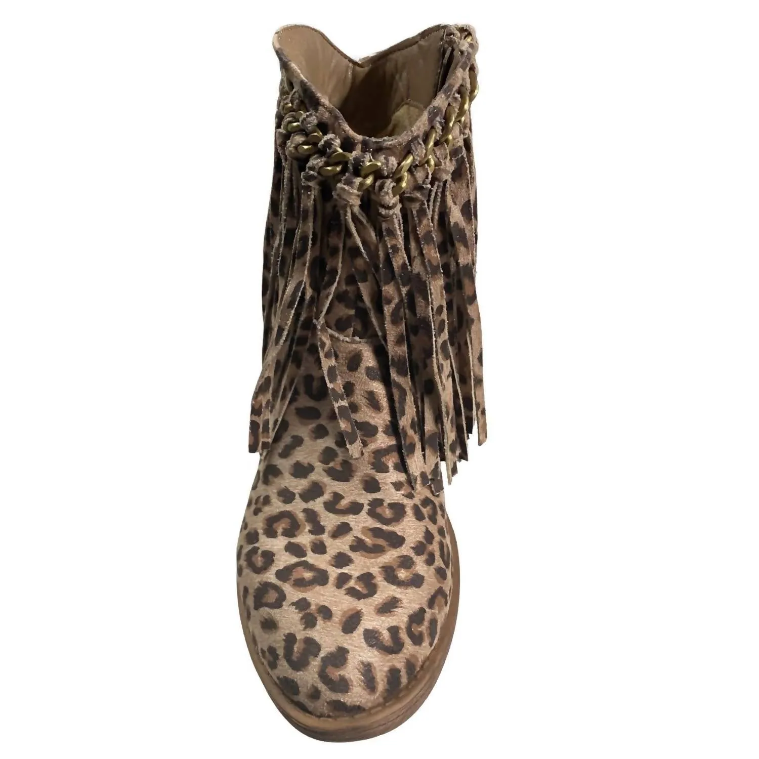 Women's Juno Fringe Short Boot In Leopard