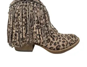 Women's Juno Fringe Short Boot In Leopard