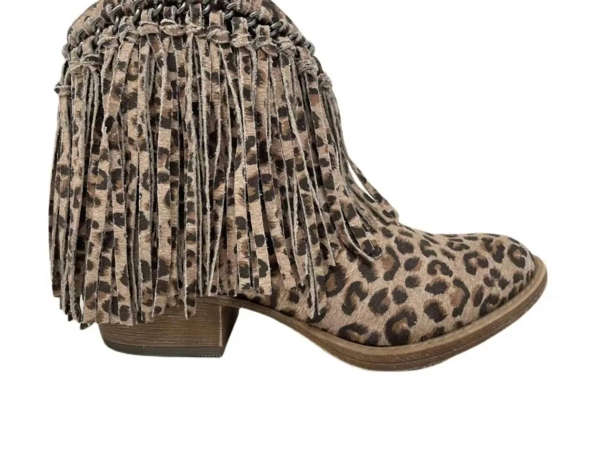 Women's Juno Fringe Short Boot In Leopard