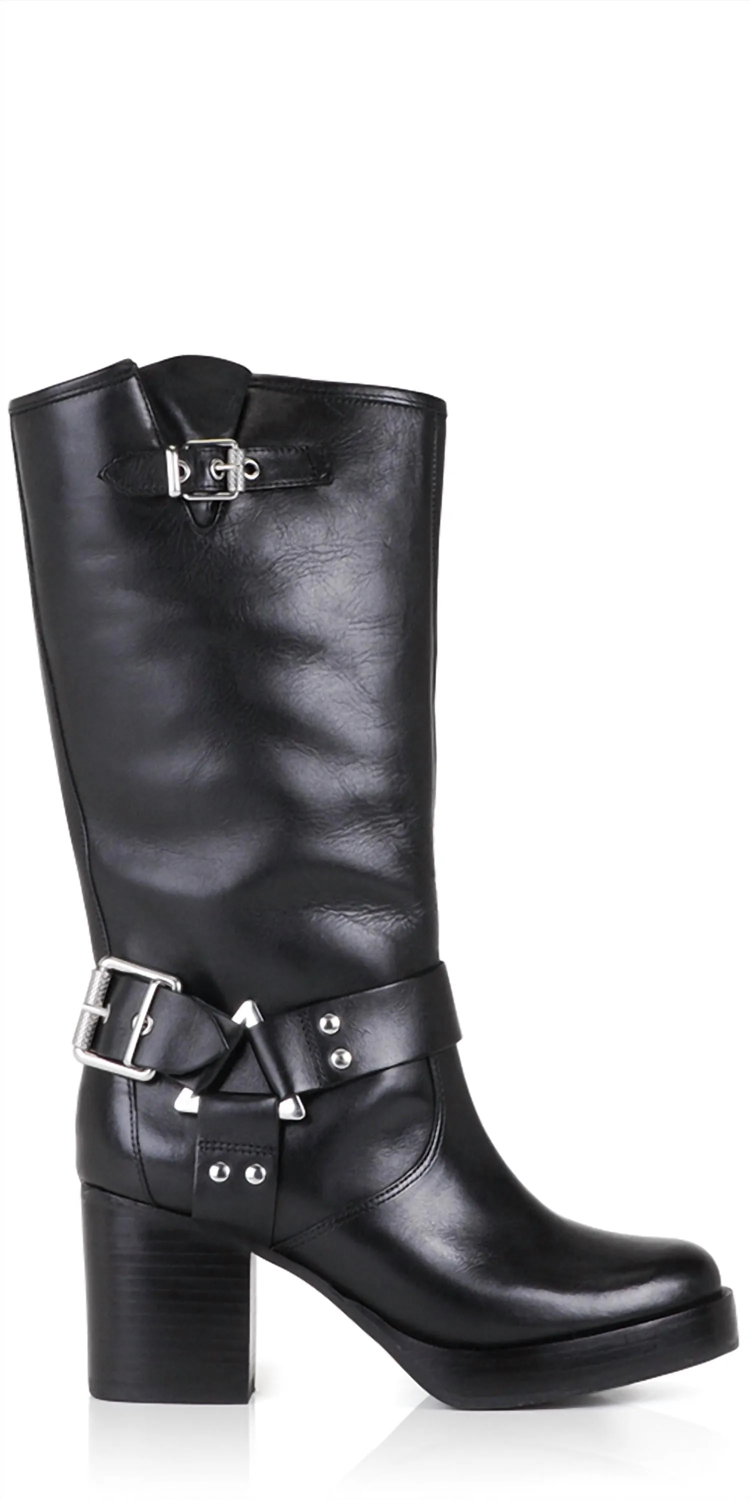 Women's Kiara Block Atanado Leather Boot In Black