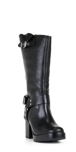 Women's Kiara Block Atanado Leather Boot In Black