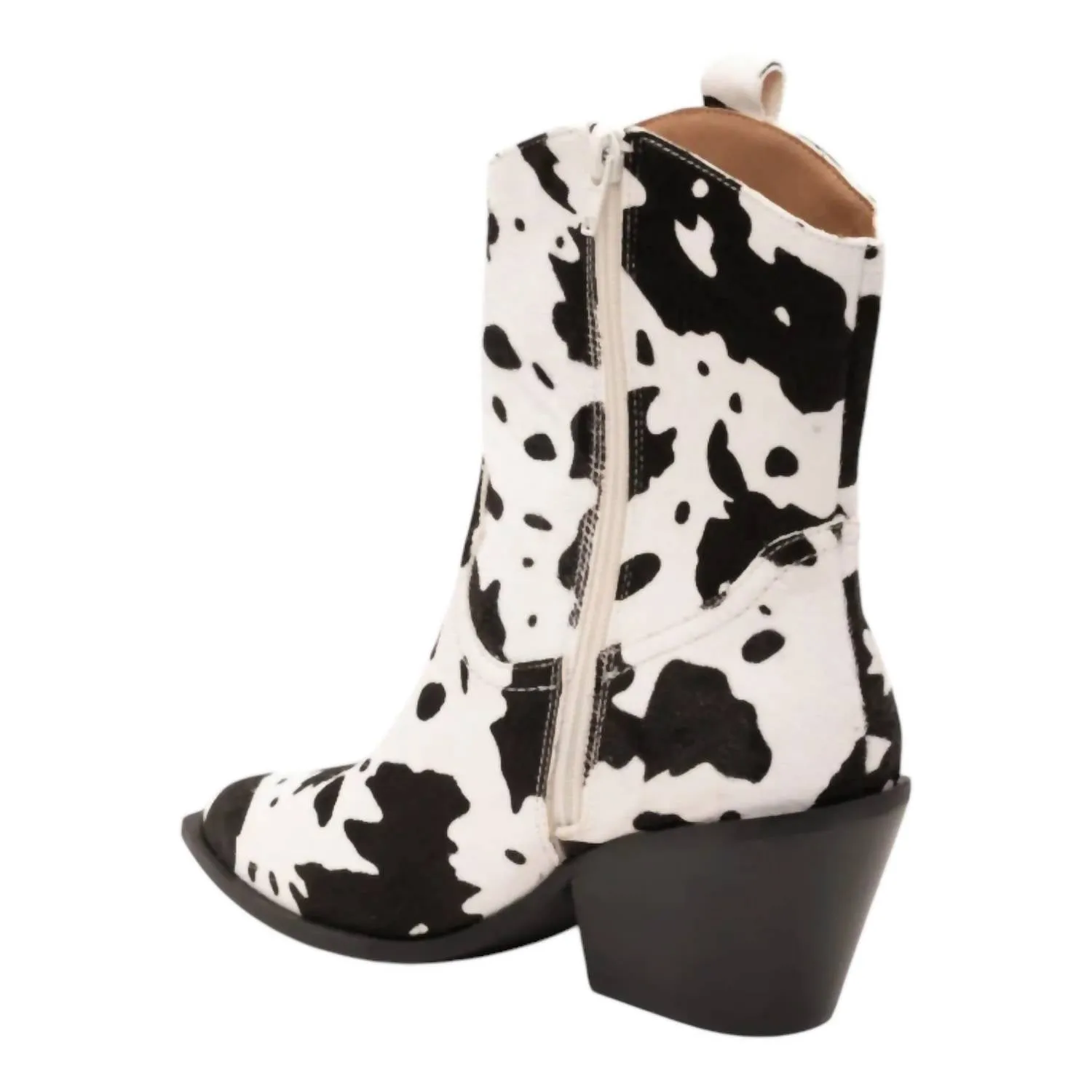 Women's Lainey Cow Bootie In Black/white