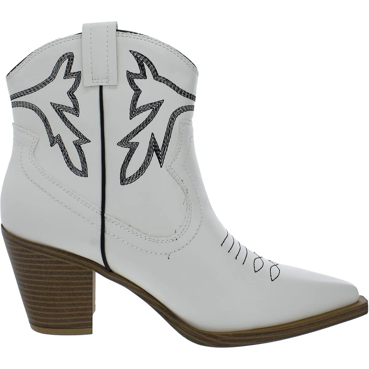 Womens Leather Block Heel Booties