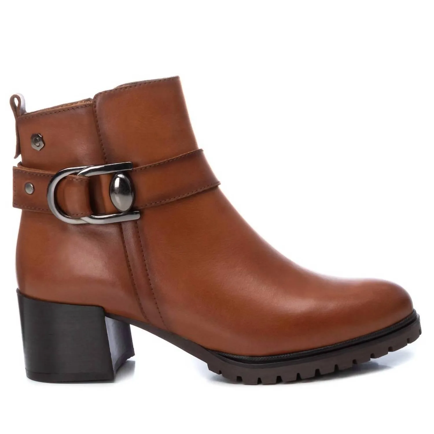 Women's Leather Booties In Camel