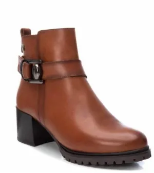 Women's Leather Booties In Camel