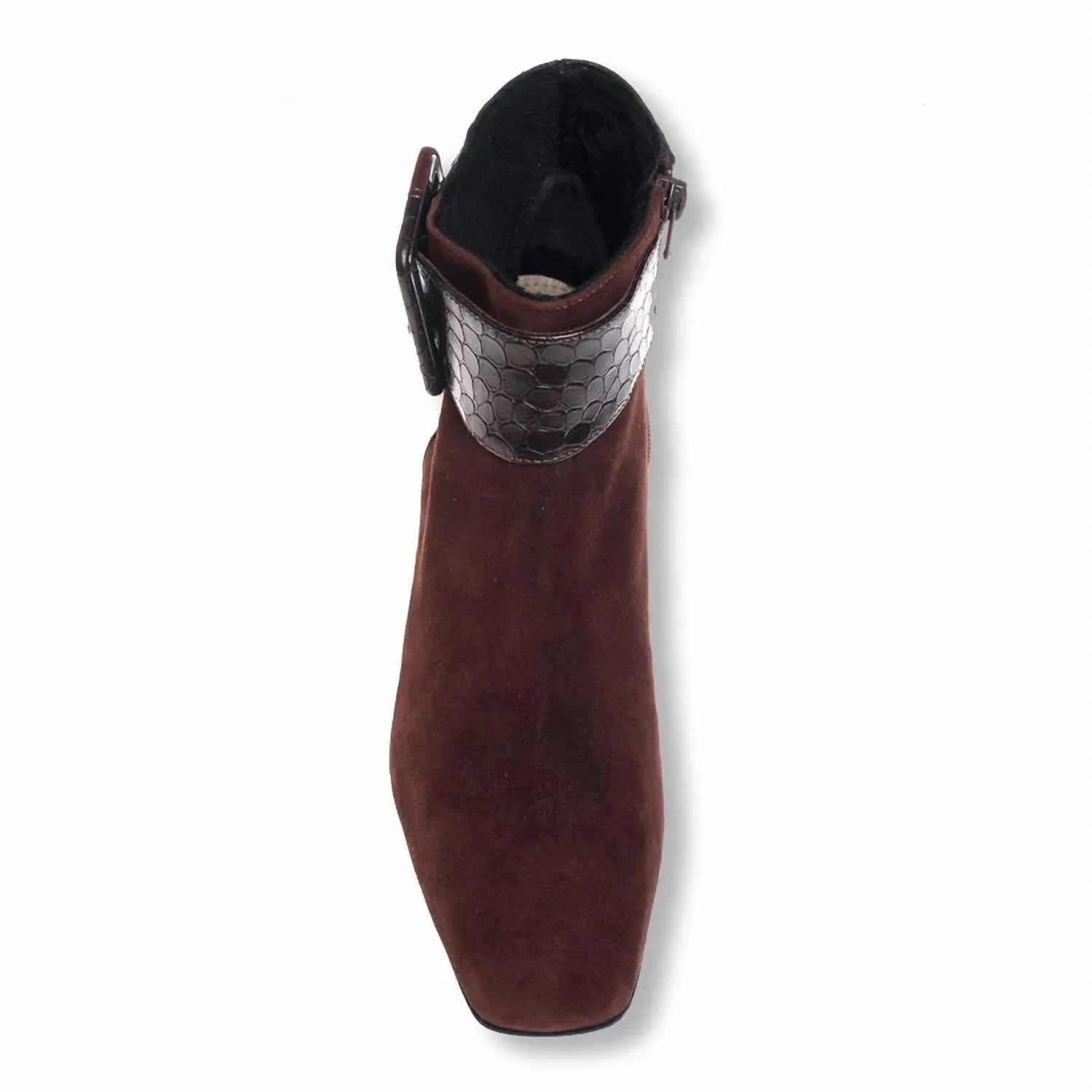 Women's Linzi Boots In Chocolate Suede Pearl Embossed Calf