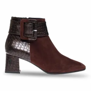 Women's Linzi Boots In Chocolate Suede Pearl Embossed Calf